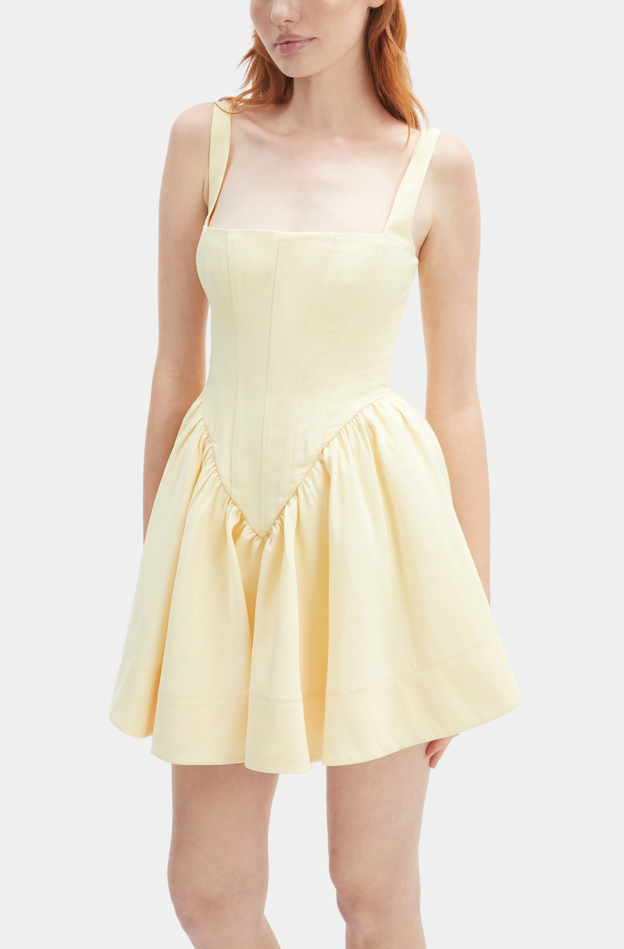 corset mini dress yellow The Dessy Group Women's Cat Eye Strapless Cocktail Minidress - Yellow