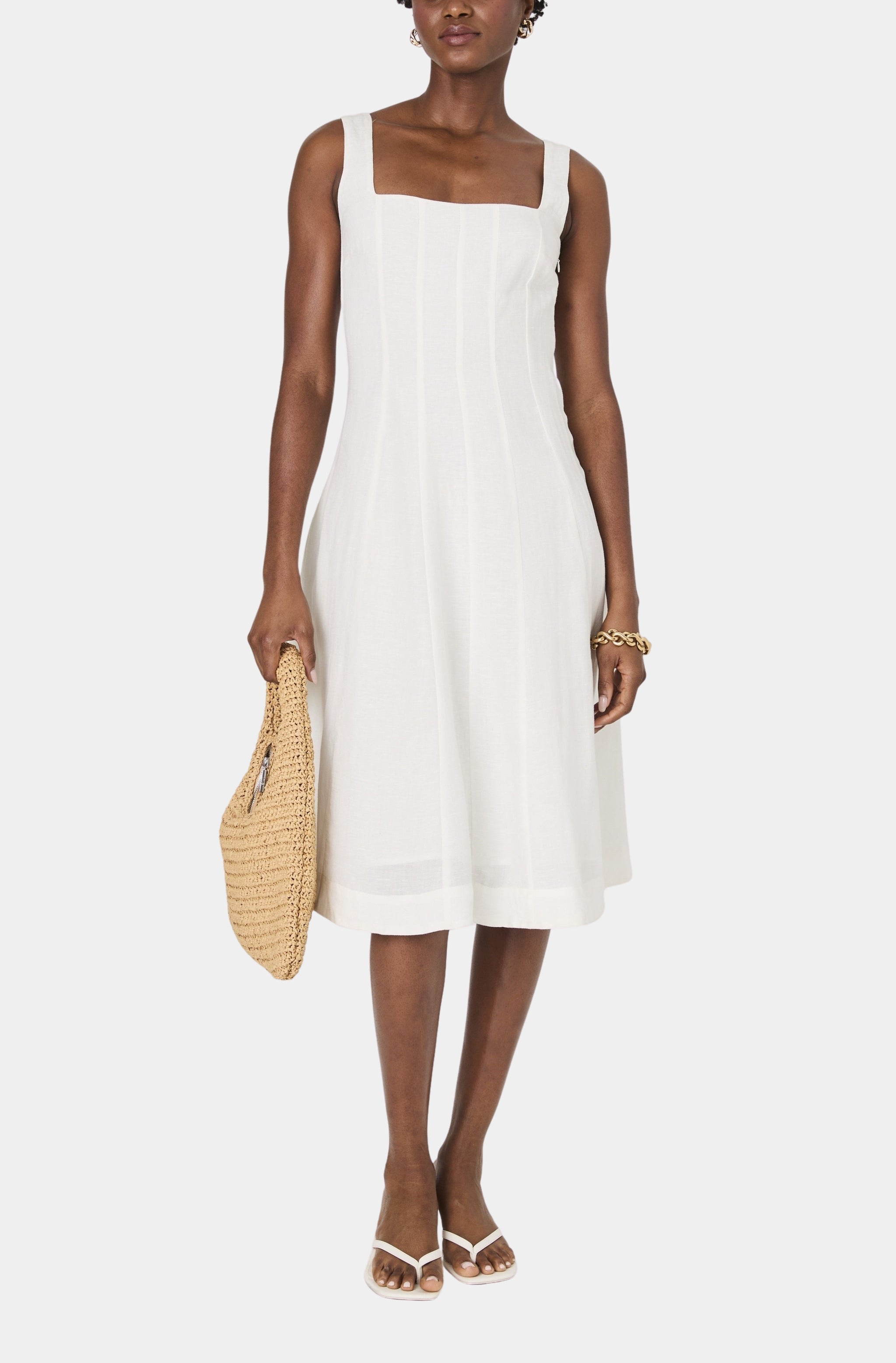 Birdie Linen Square Neck Dress Hemline Mandeville Birdie Linen Square Neck Dress Hemline Mandeville