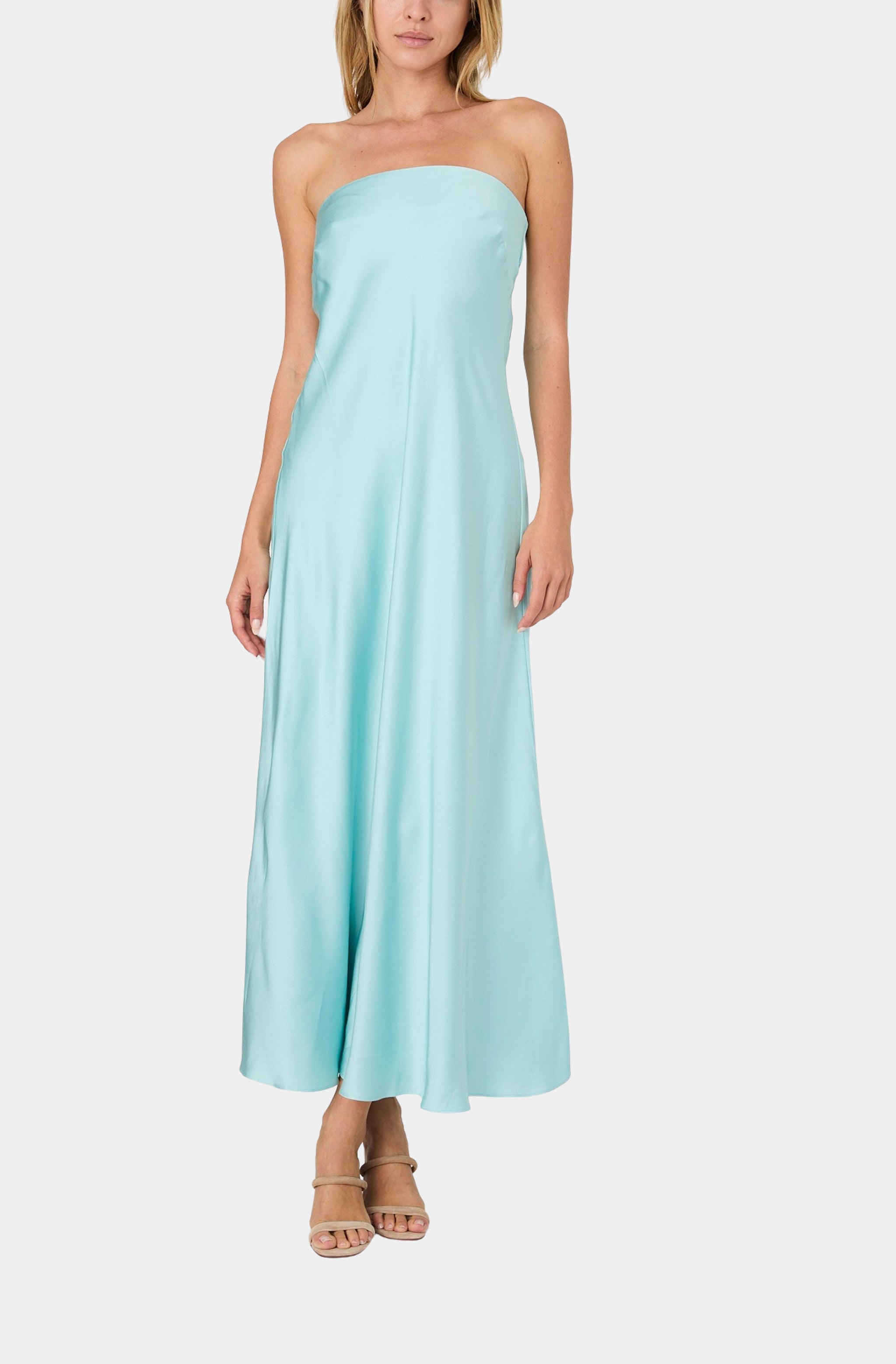 pastel strapless dress Scarf-Detail Strapless Gown in Pastel Yellow - 4