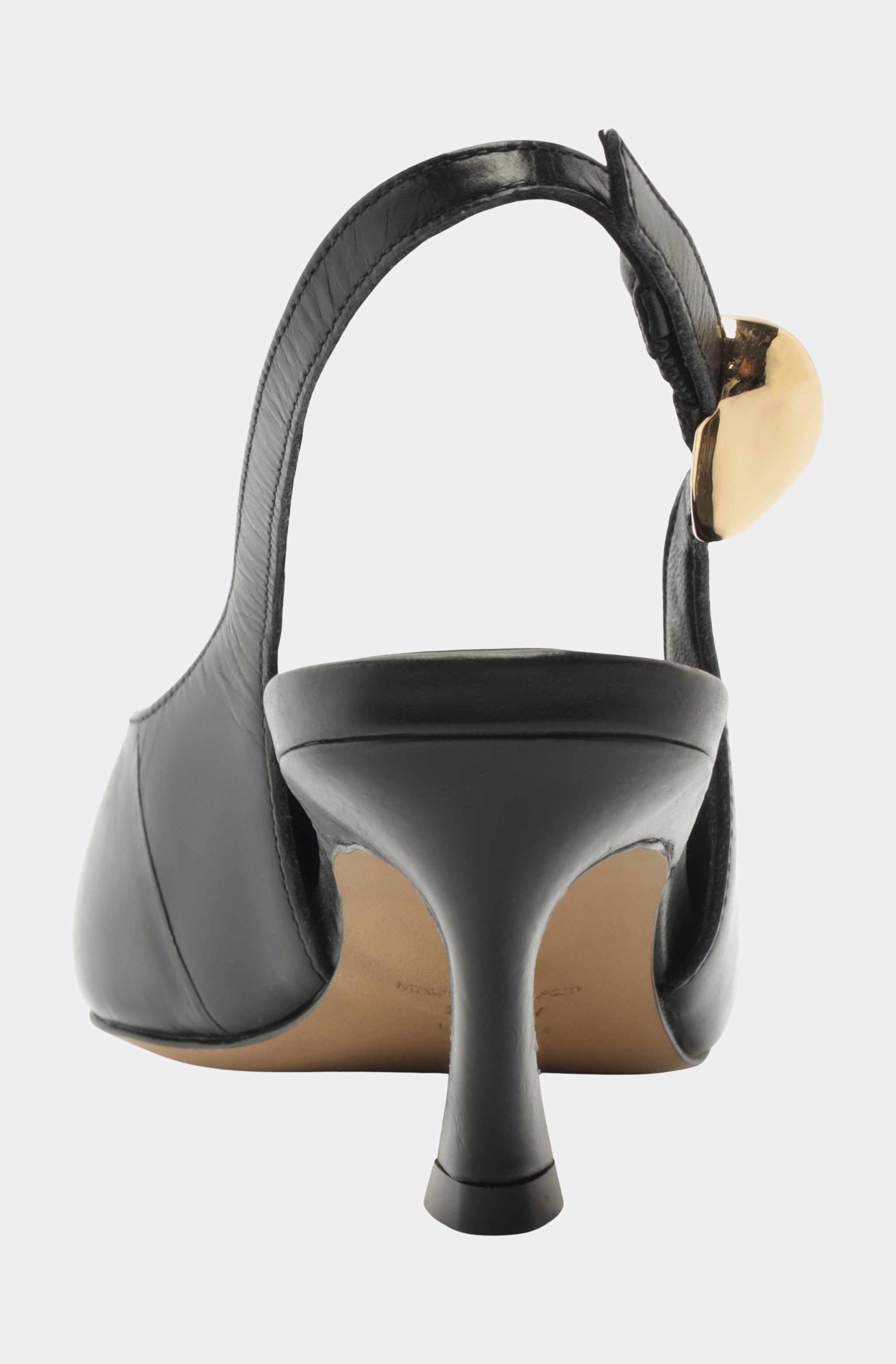 Black Kitten Heel with Gold Detail