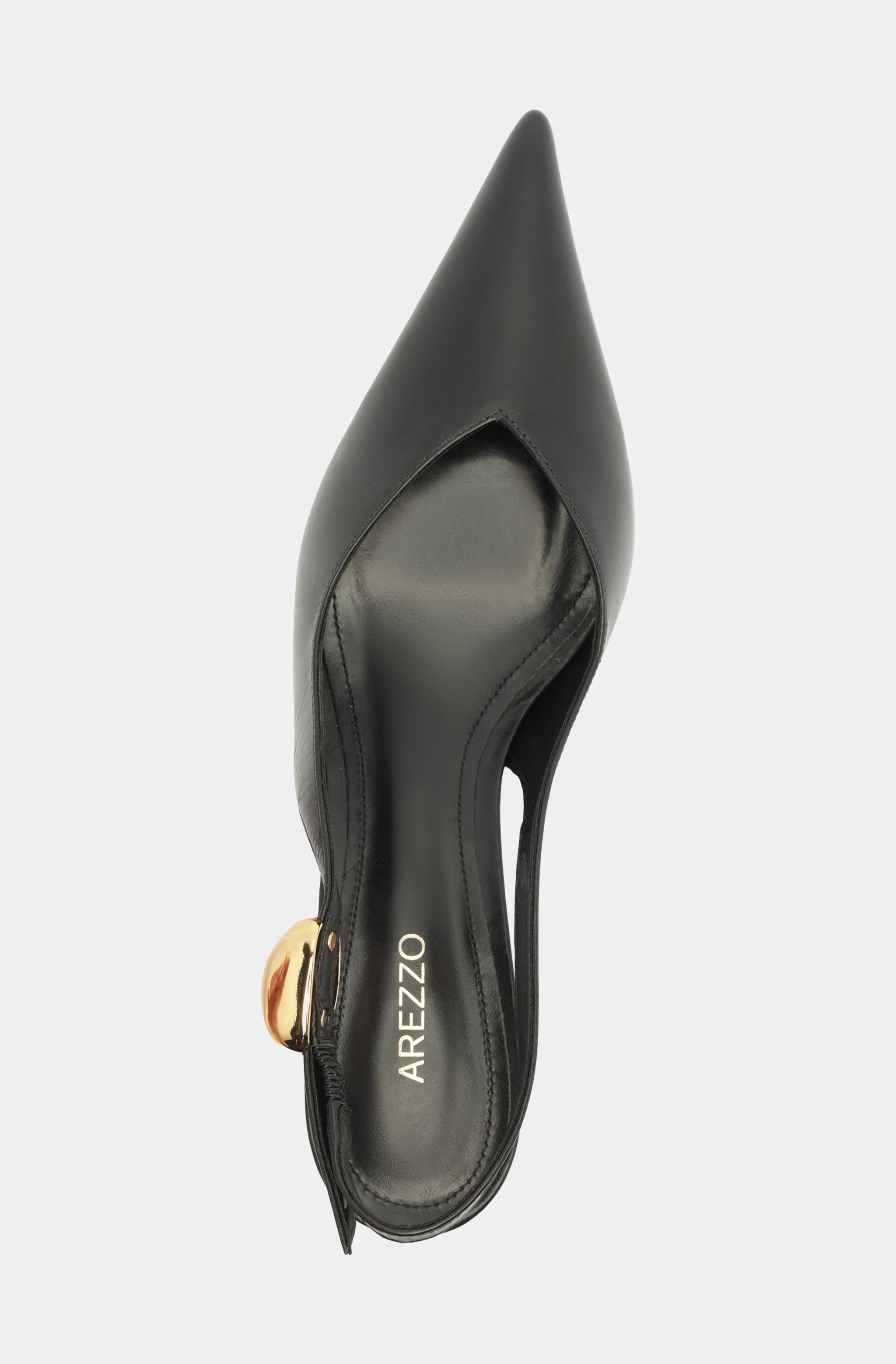 Black Kitten Heel with Gold Detail