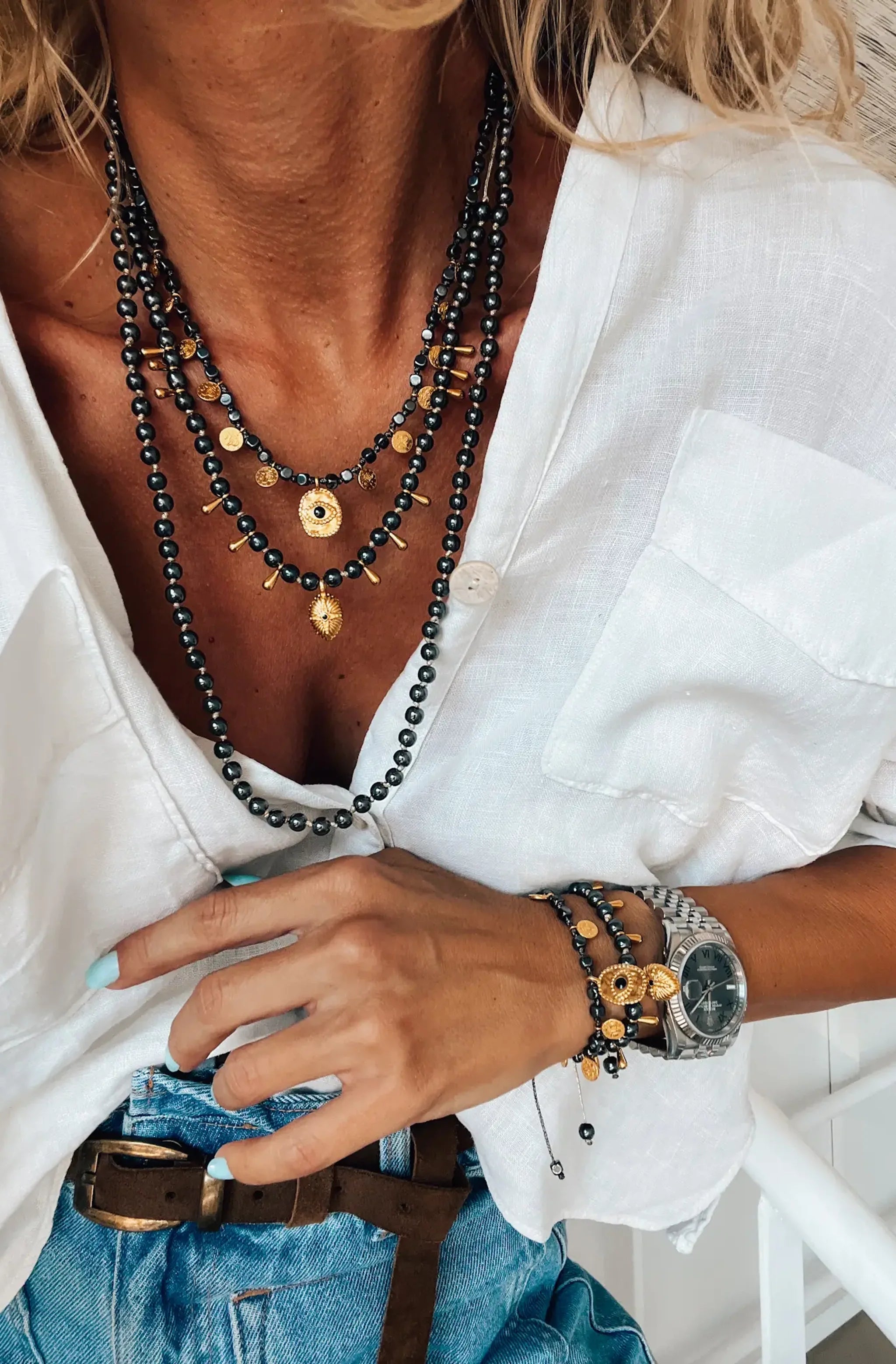 Black Hematite Beaded Necklaces