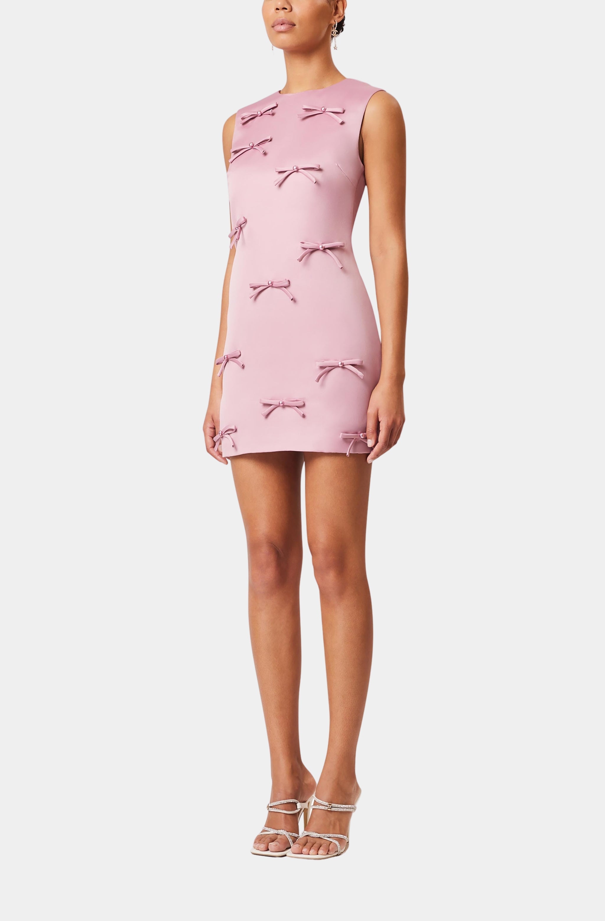 blush pink shift dress Women's Blush Structured Chiffon Long Sleeve Shift Dress