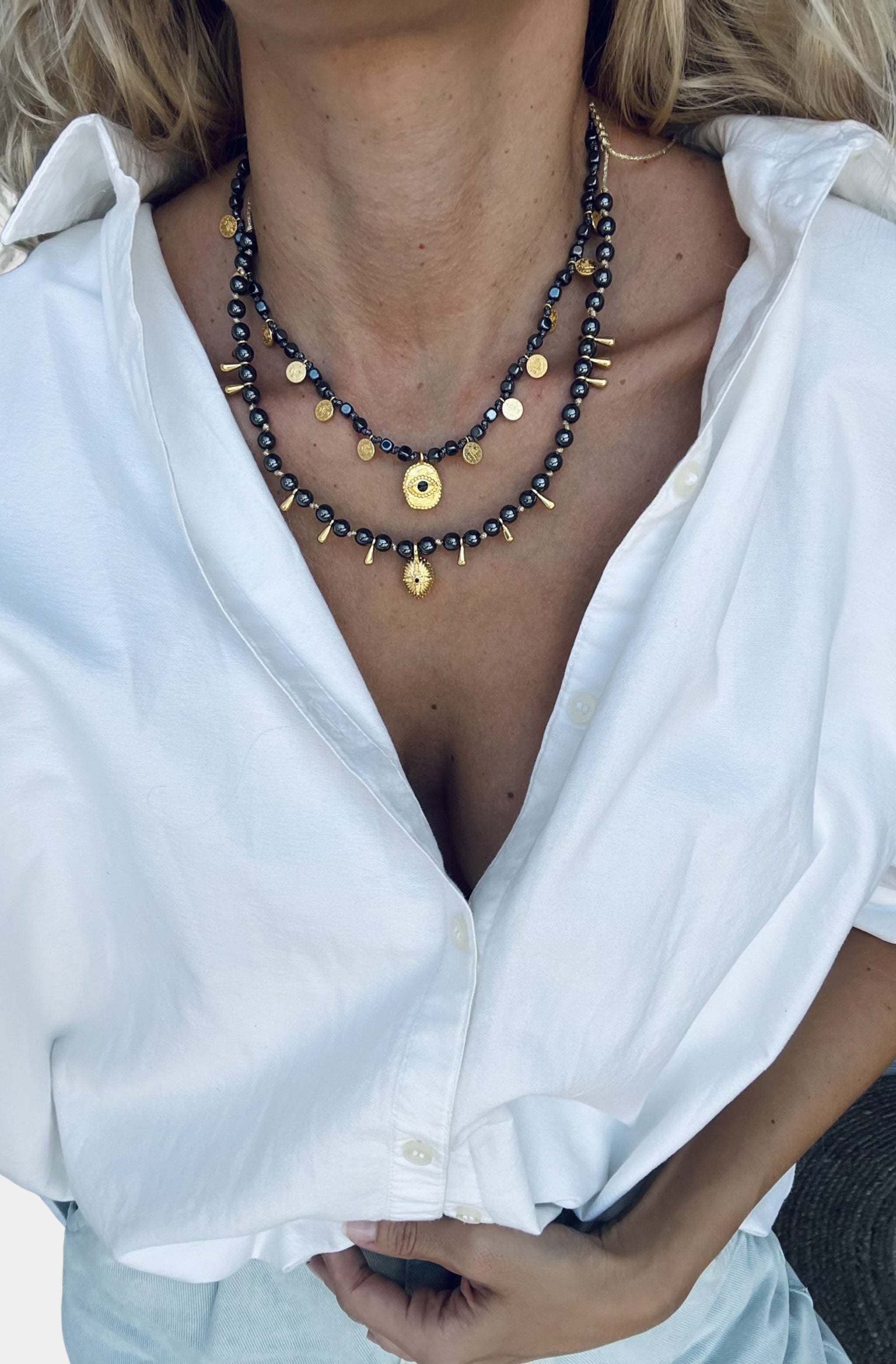 Black Hematite Knot Adjustable Necklaces