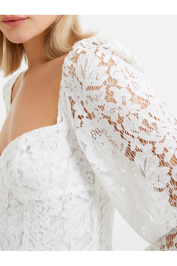 Atreena Lace Mini Dress in Summer White