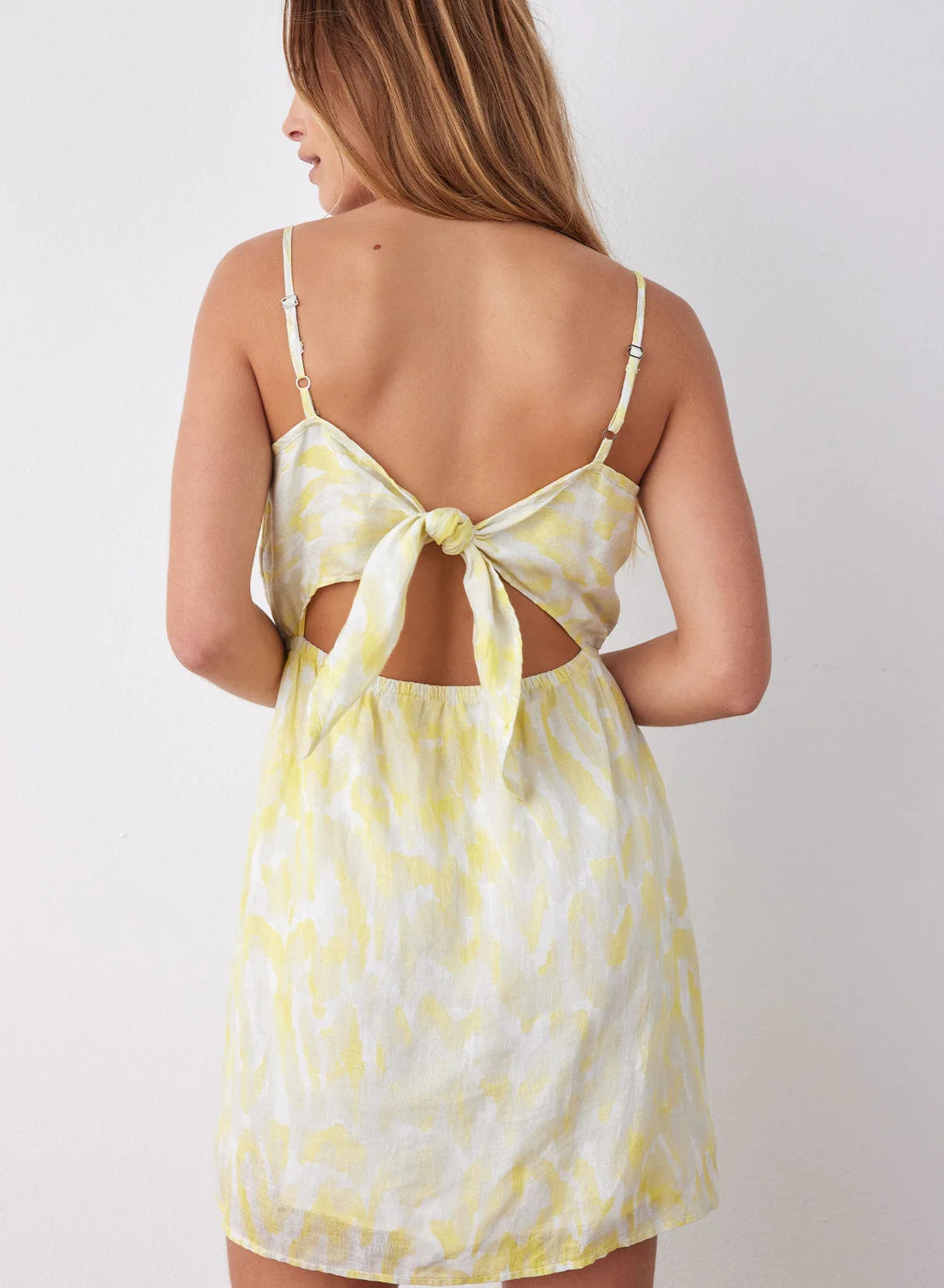 Tie Back Mini Dress in Layered Spots Print