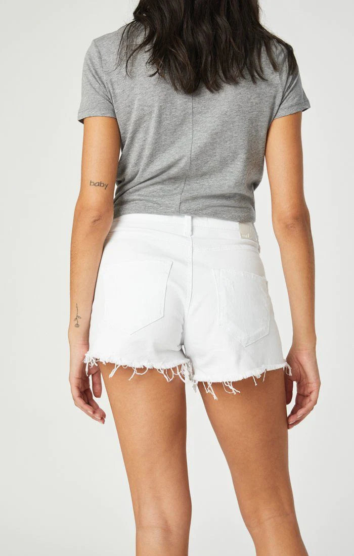 Rosie High Rise Denim Short in White