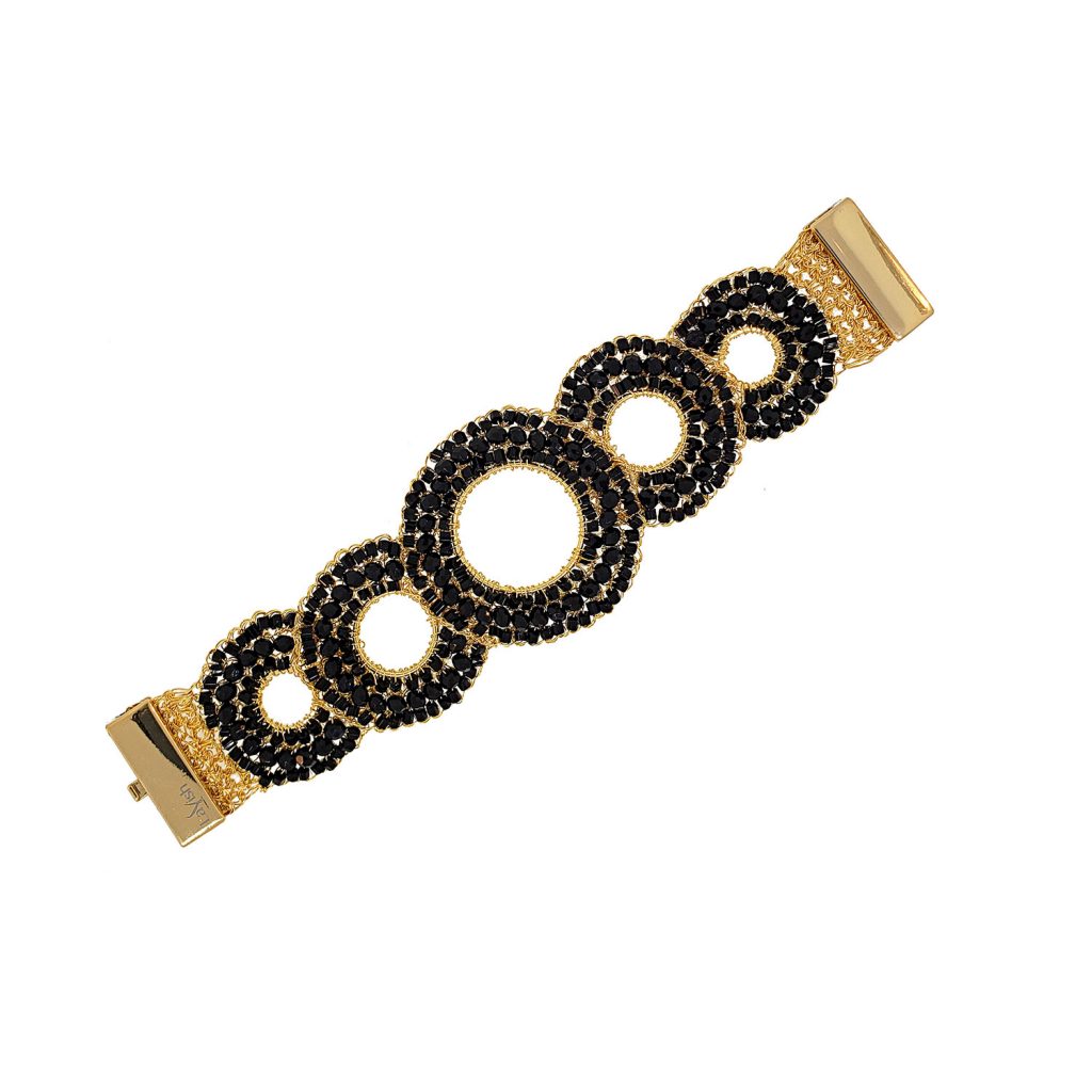 Black Handmade Crochet Circles Bracelet