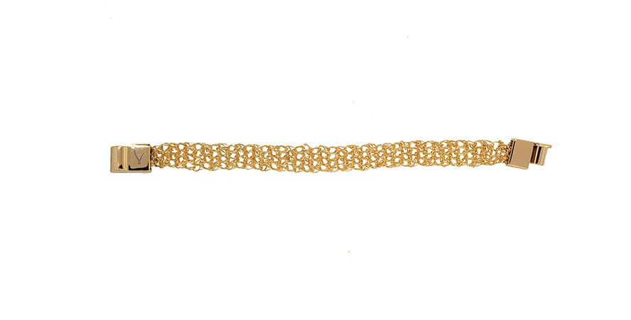 Narrow Gold Crochet Signature Bracelet