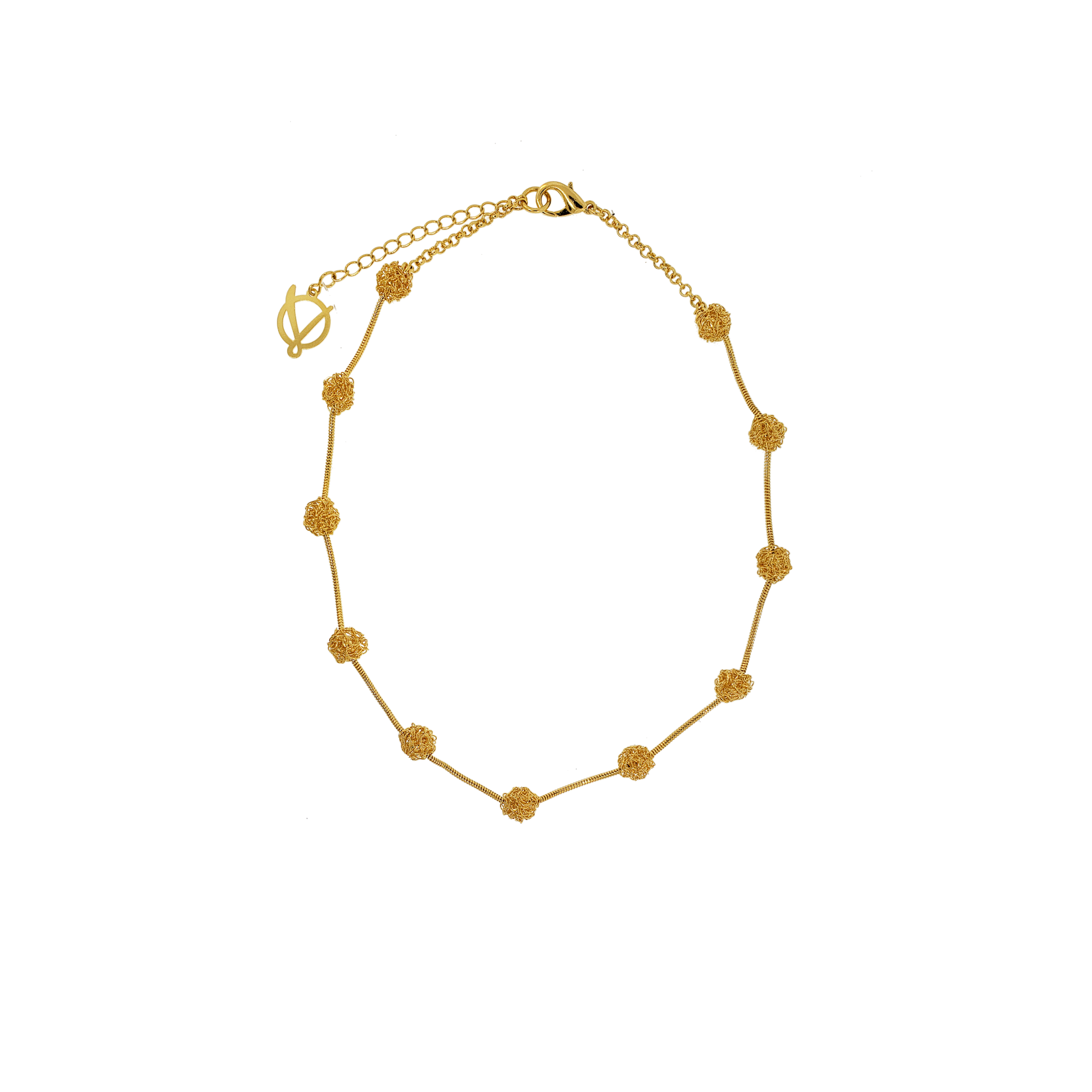 Gold Crochet Ball Necklace