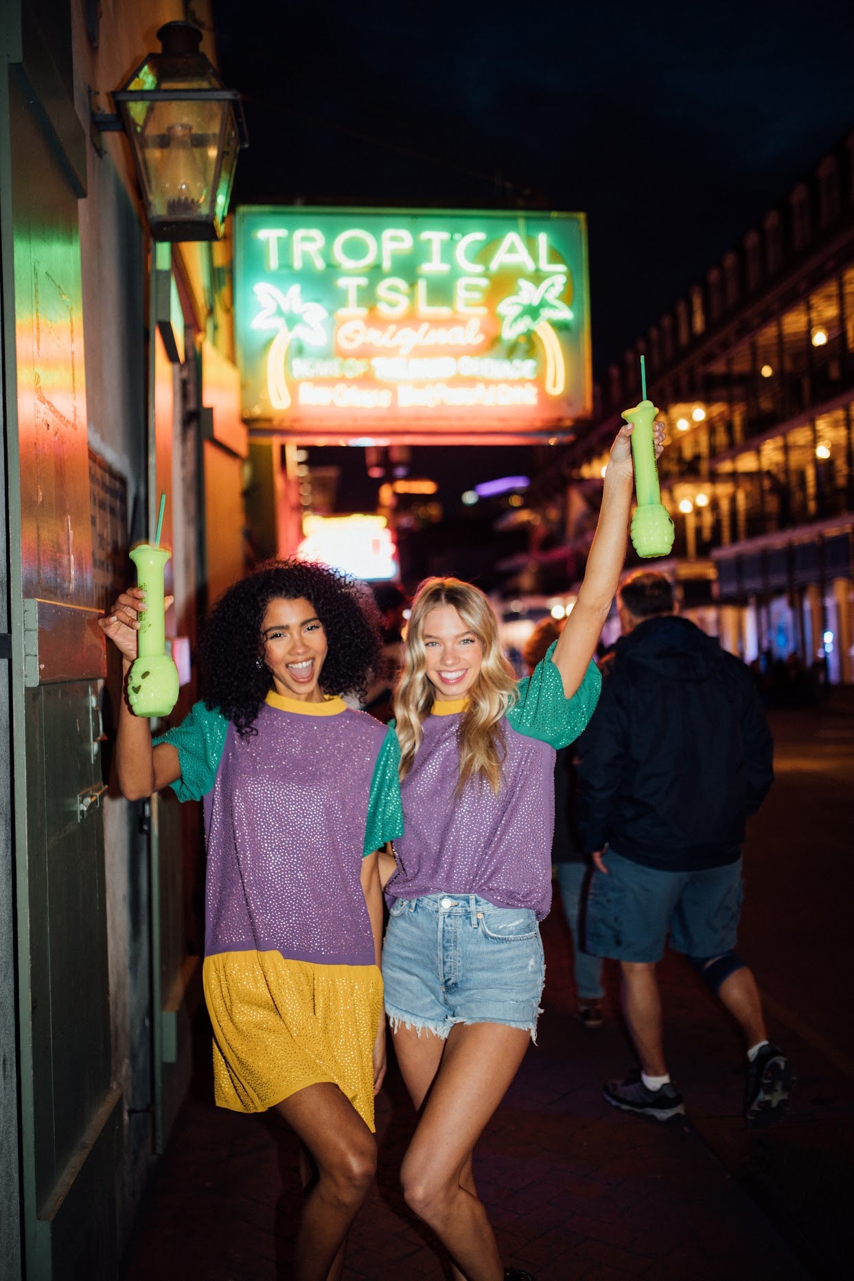 Mardi Gras Puff Sleeve Rhinestone Top