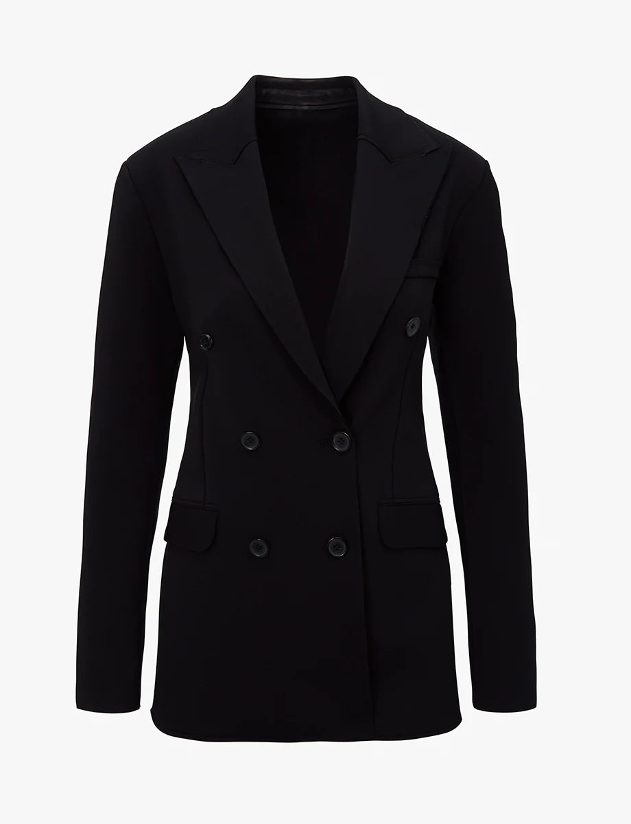Neoprene CEO Double-Breasted Blazer in Black