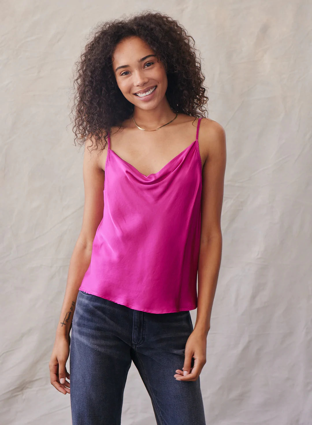 Cowl Neck Camisole in Rich Magenta