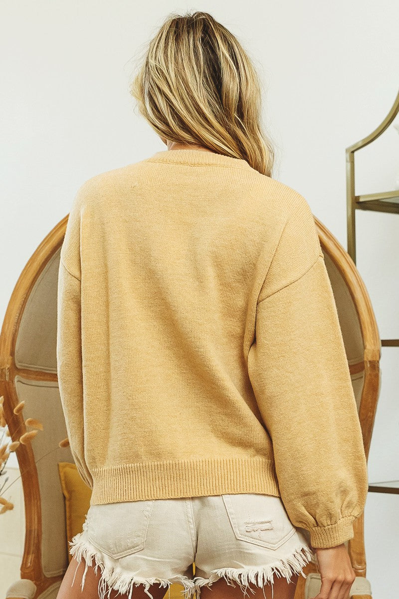 Metallic Thanksgiving Sweater in Oatmeal