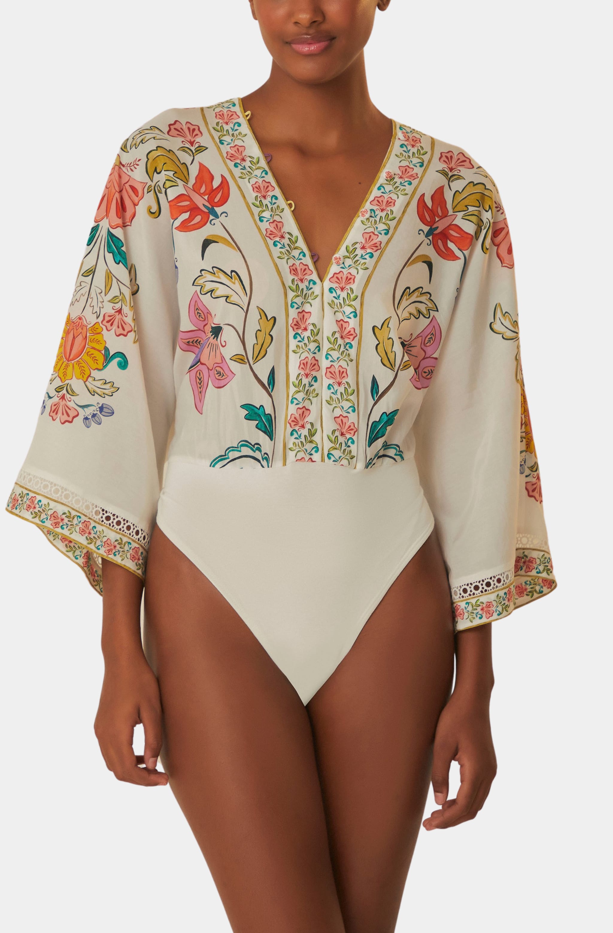 Insects Floral Off White Bodysuit