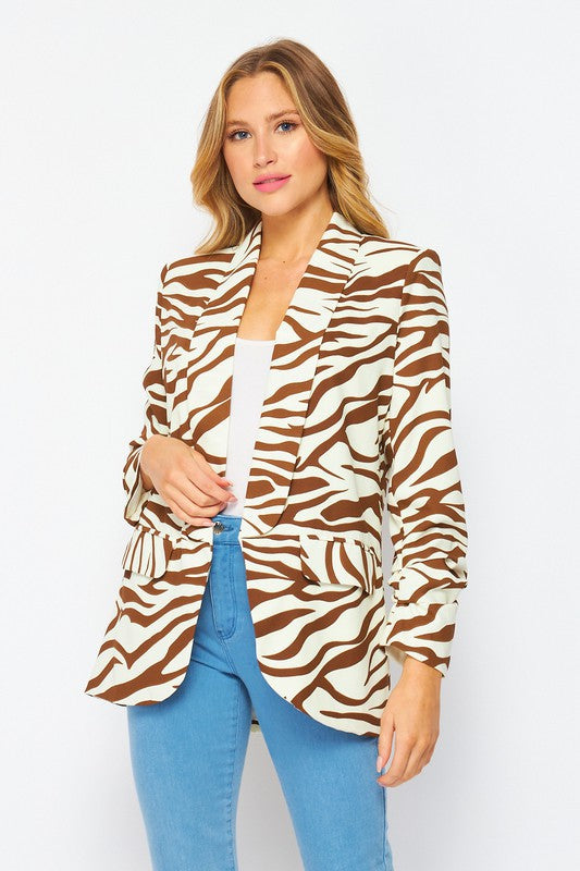 Zebra Blazer in Taupe
