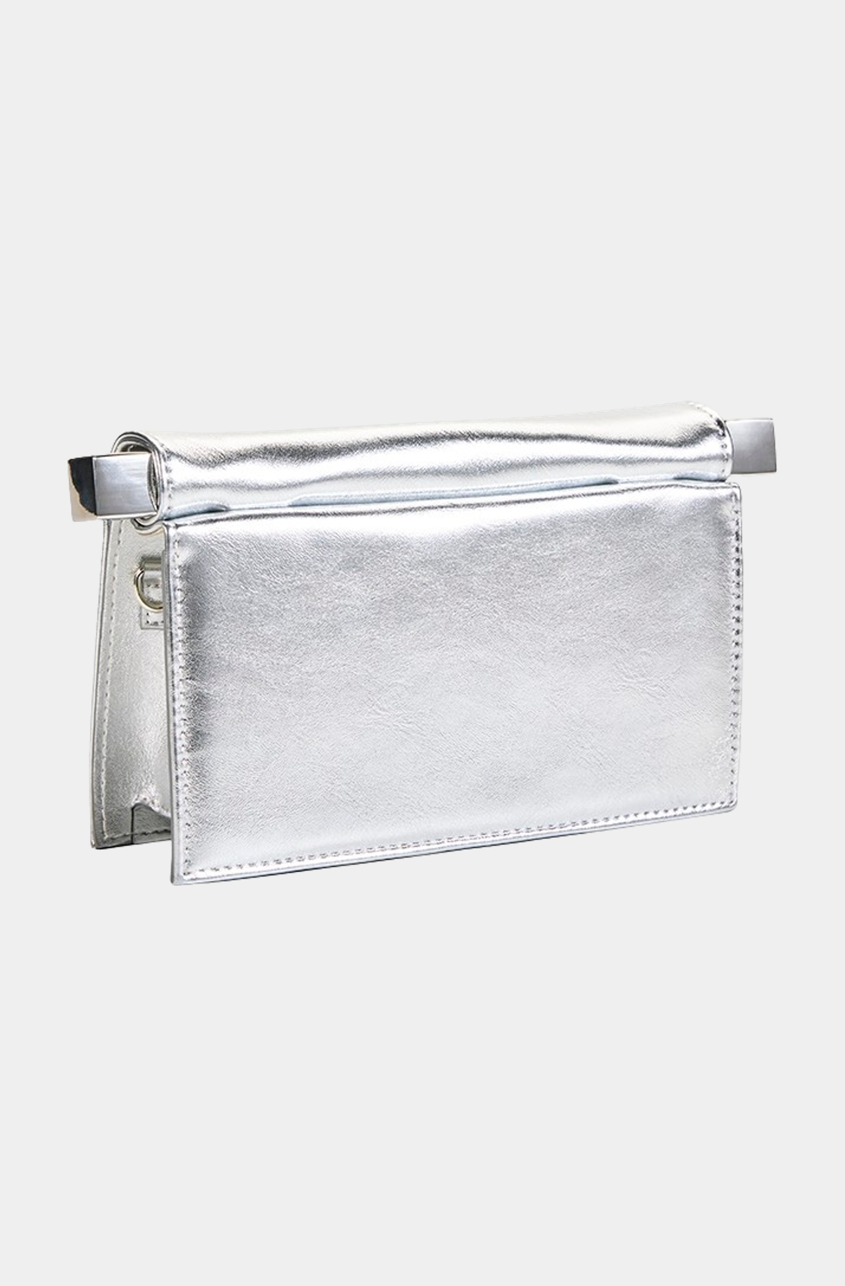 Billini Carson Clutch Bag – Silver Metallic – angled view