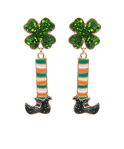 St. Patrick&#39;s Day Leprechaun Leprechaun Leg Earrings