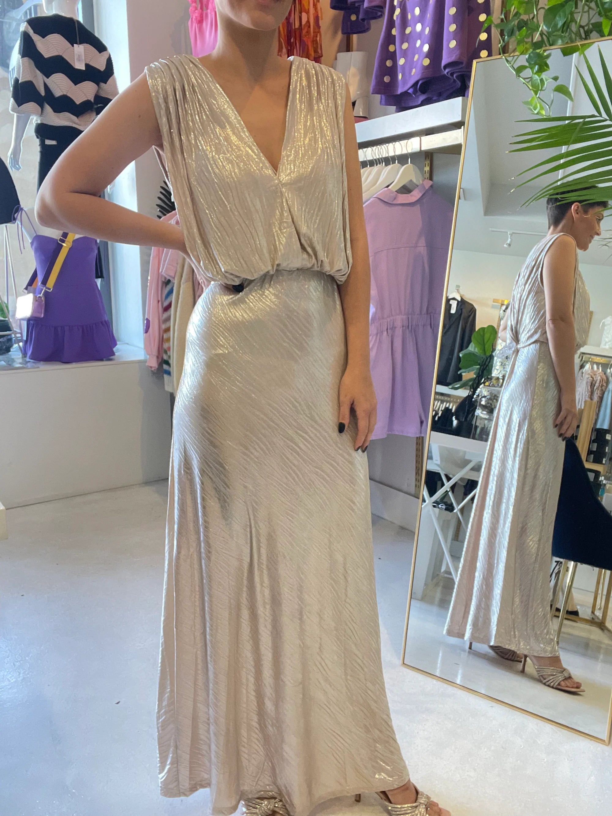Marilou Midi Dress in Grey Silver