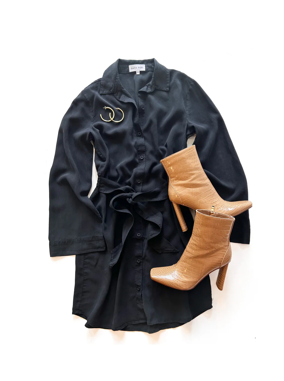 Mini Shirt Dress with Smocked Back
