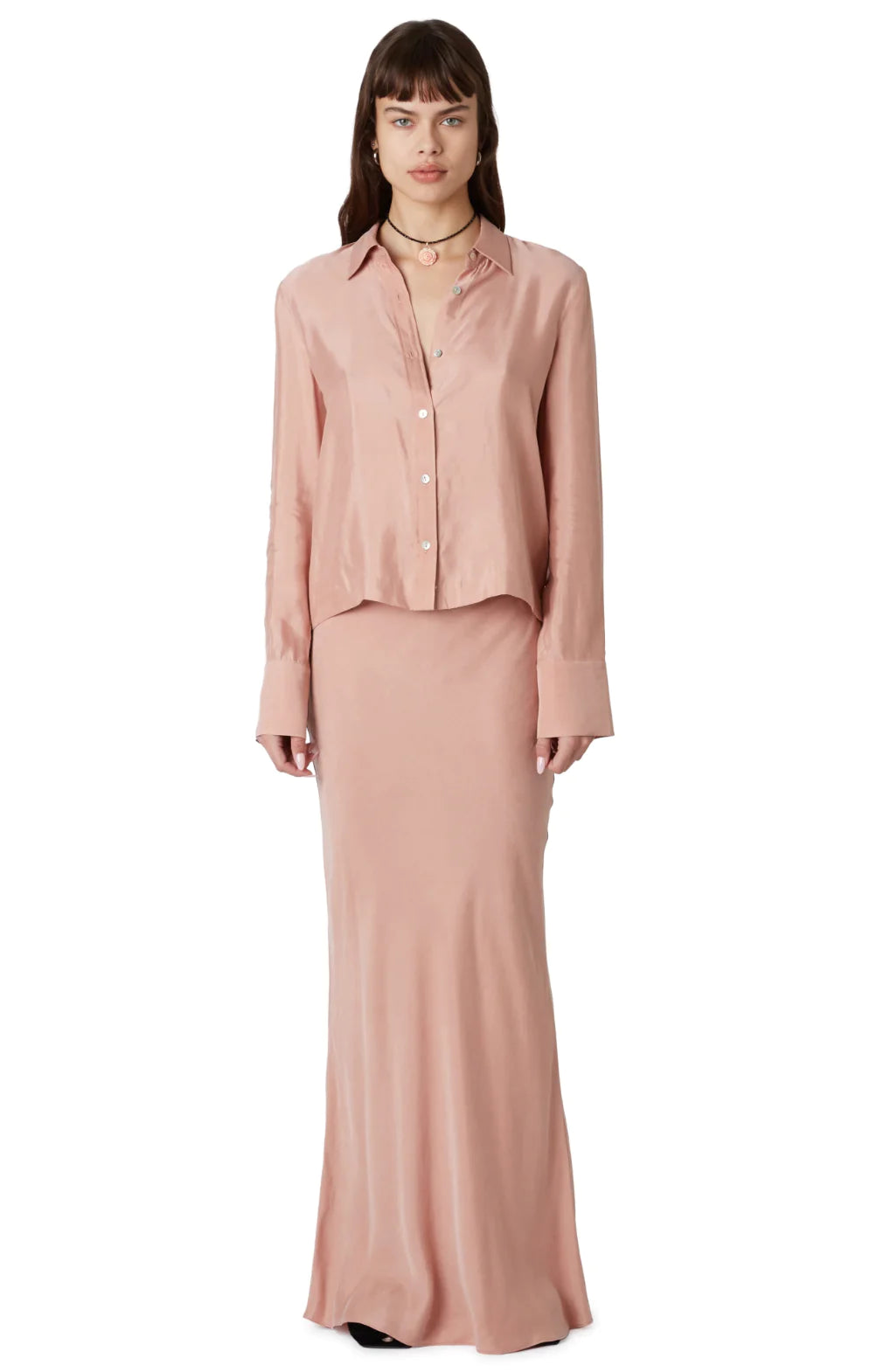 90&#39;s Bias Maxi Skirt in Rose