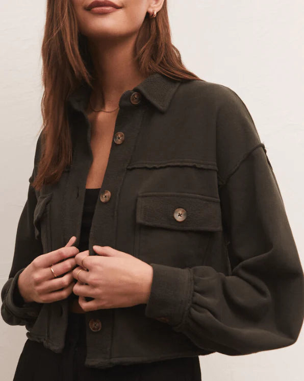 Abbott Cropped Jacket in Raven Green