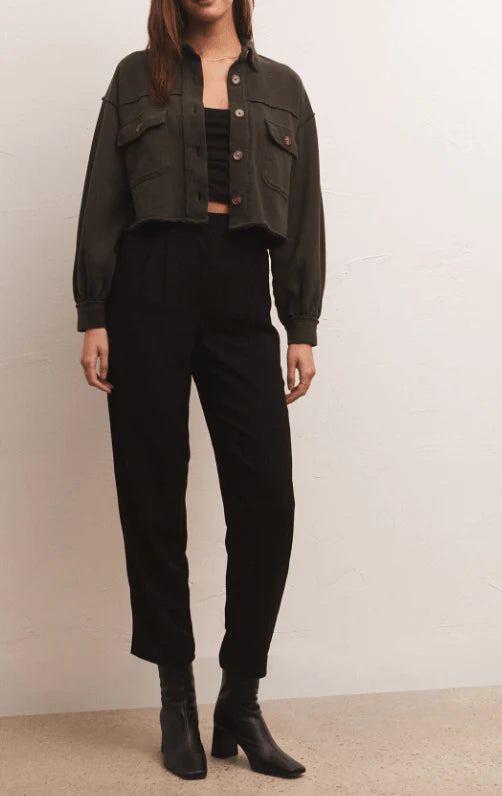 Abbott Cropped Jacket in Raven Green