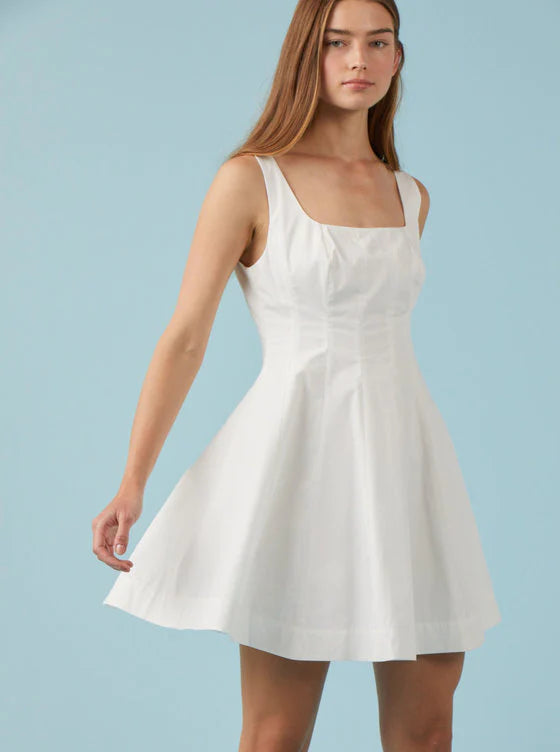 Mini Poplin Dress in White