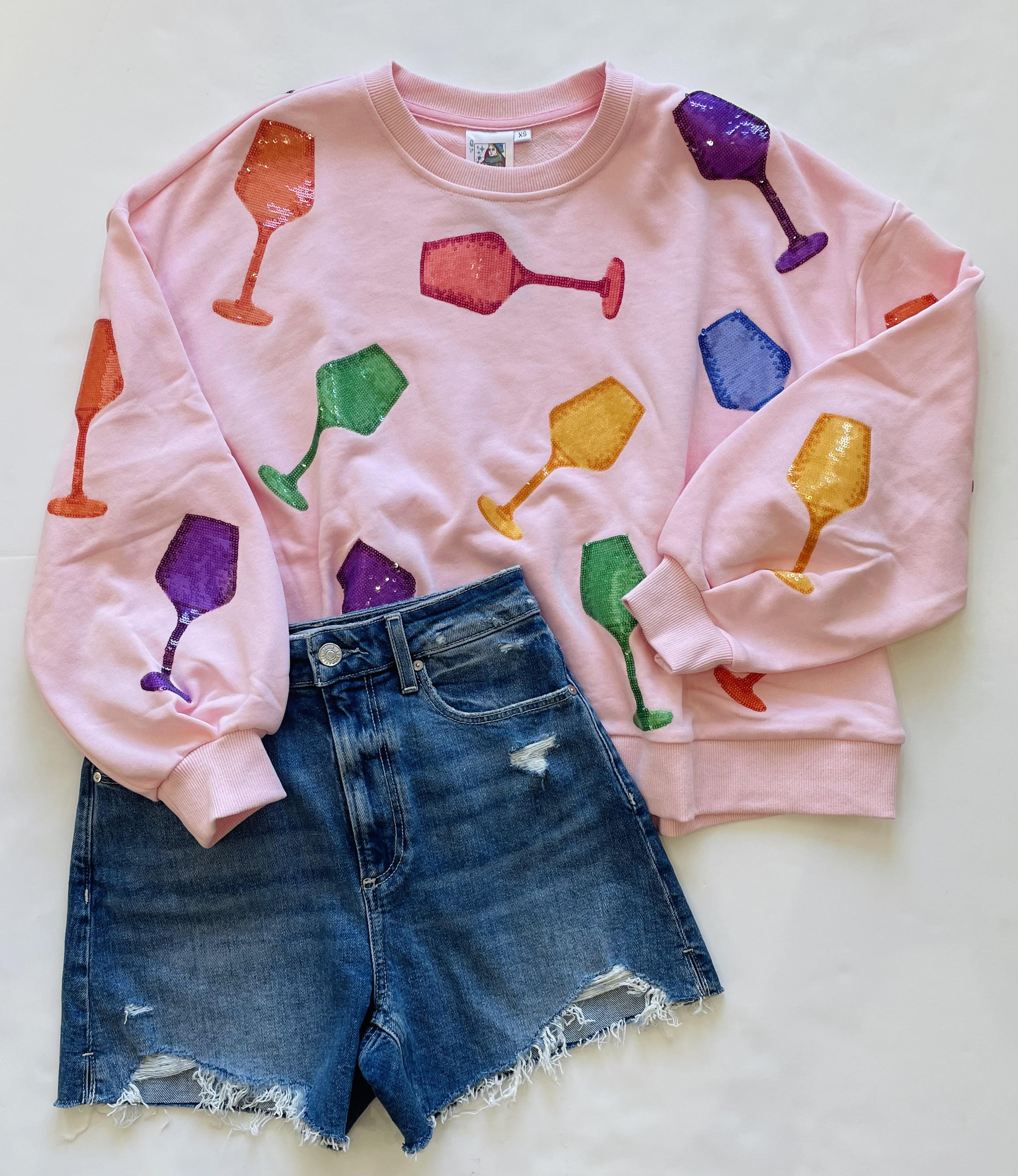 Light Pink Wine Glass Sweatshirt