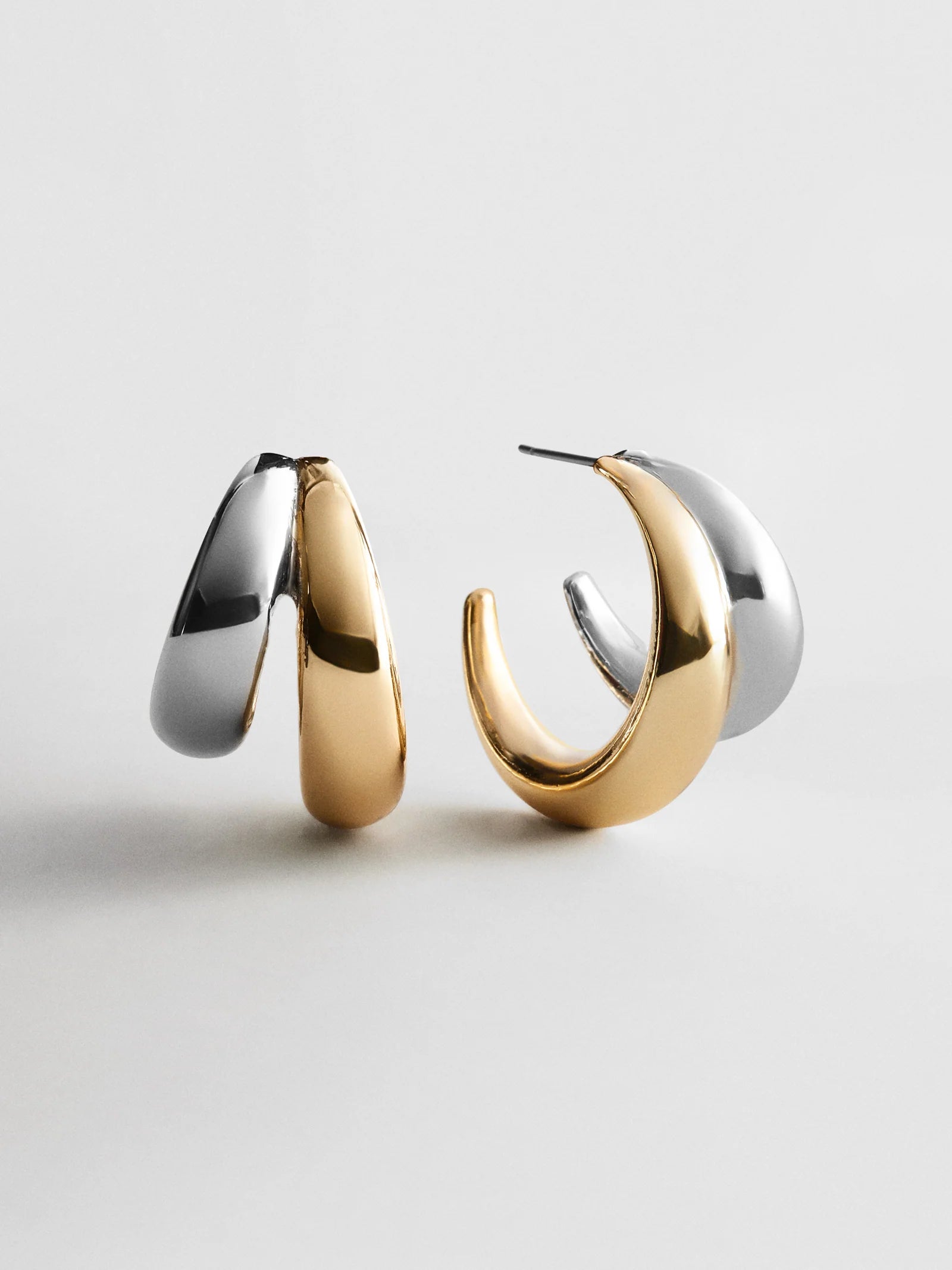 Mixed Metal Double Hoop Earrings