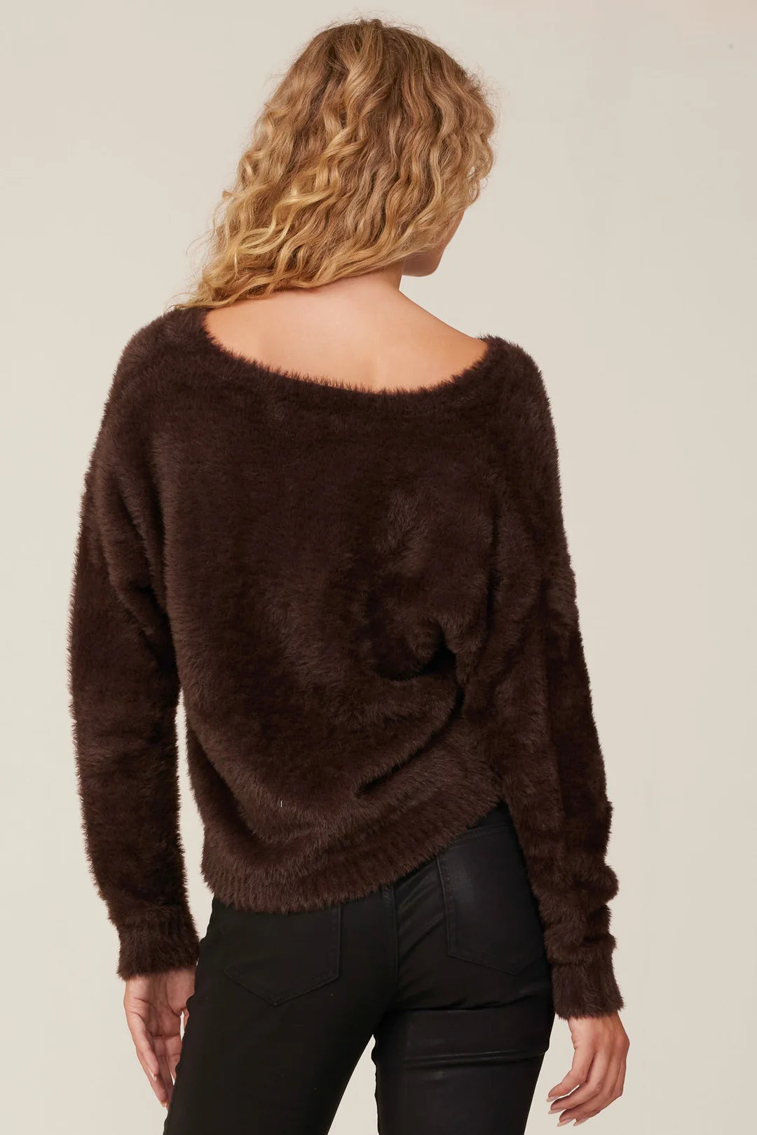 Slouchy V Neck Sweater in Quartz Brown