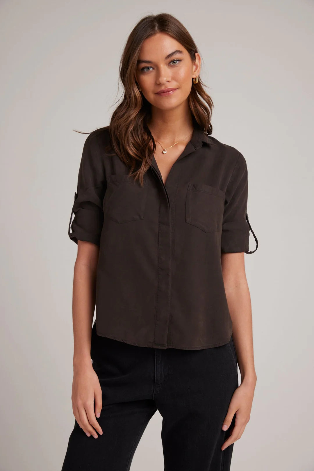 Split Back Button Down in Quartz Brown