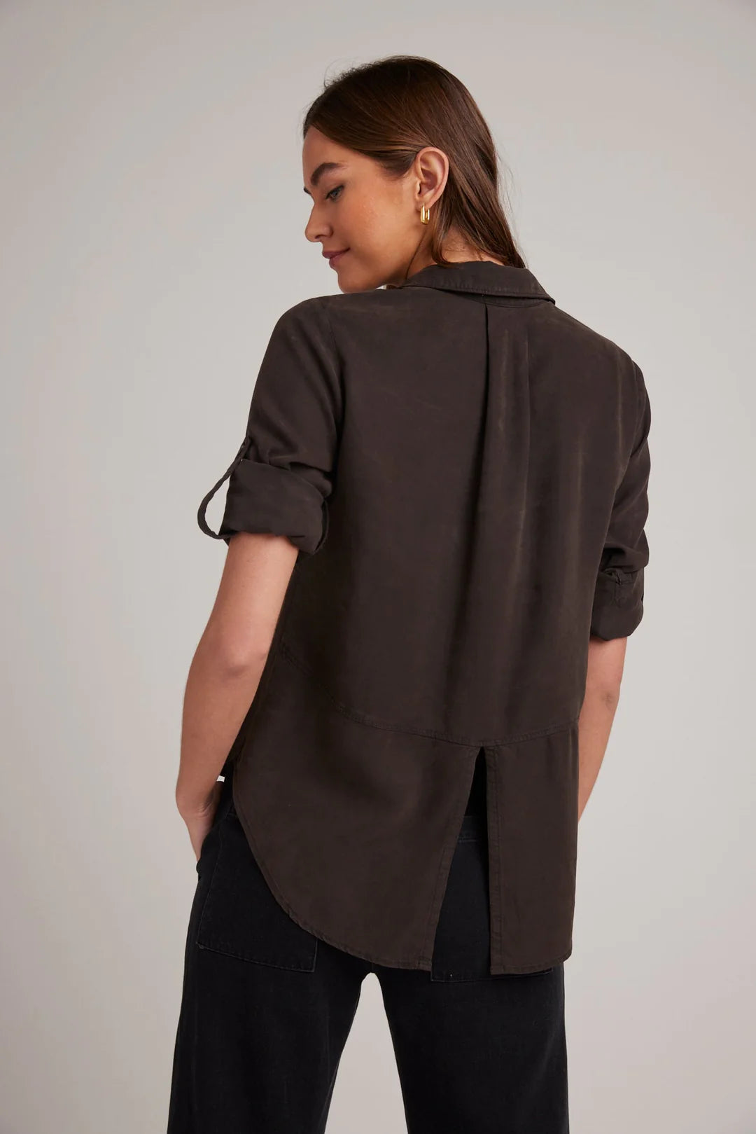 Split Back Button Down in Quartz Brown