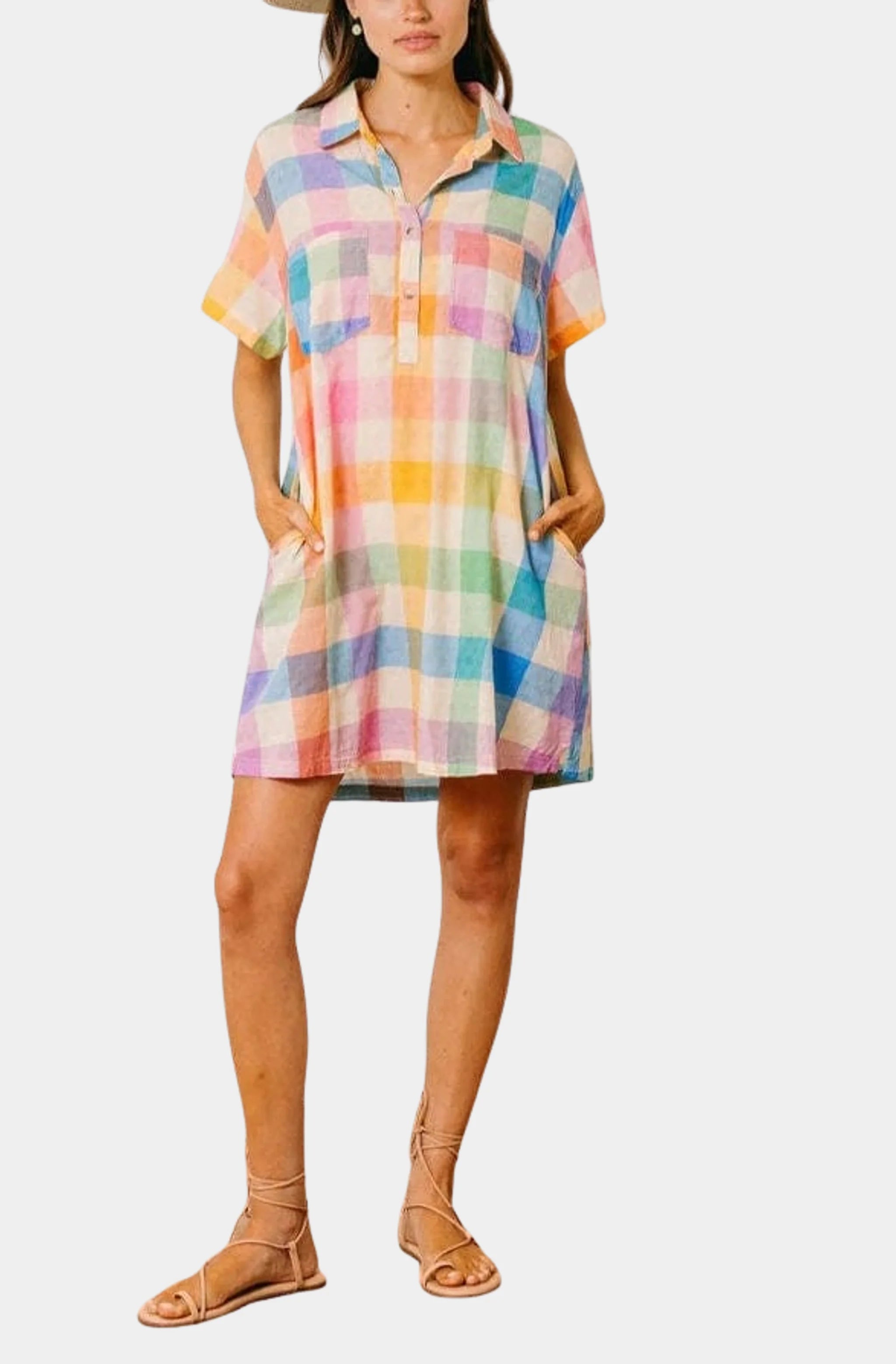 rainbow mini dress Rainbow Plaid Getaway Mini Dress – Hemline Mandeville