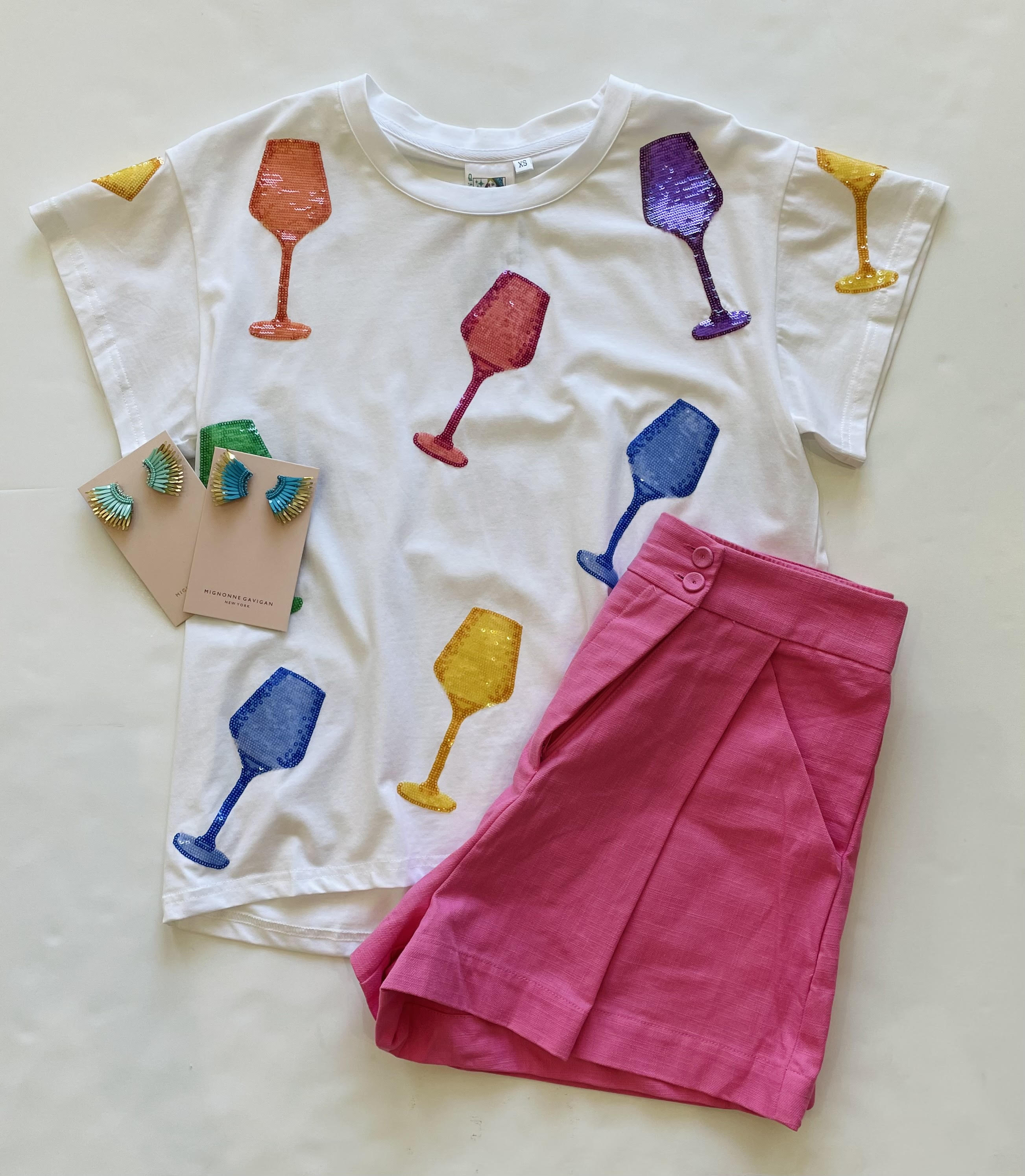 White Multi Wine Glass Tee