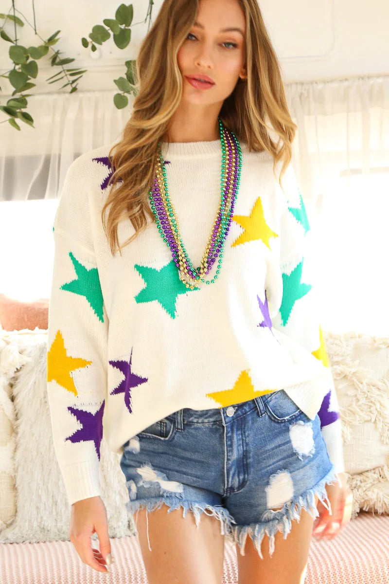 Mardi Gras Star Sweater