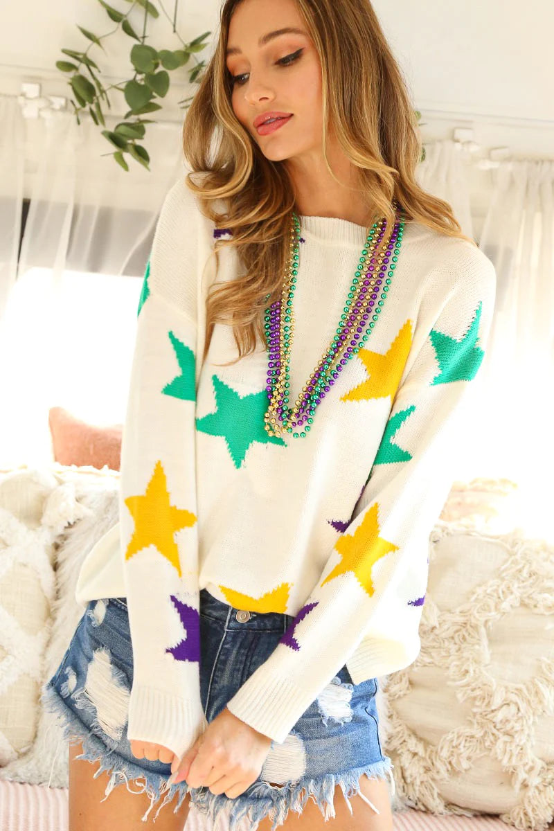 Mardi Gras Star Sweater