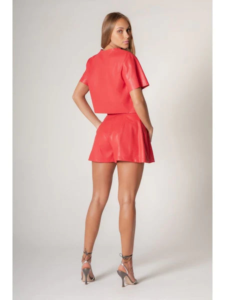 Jewel Red Leather Top