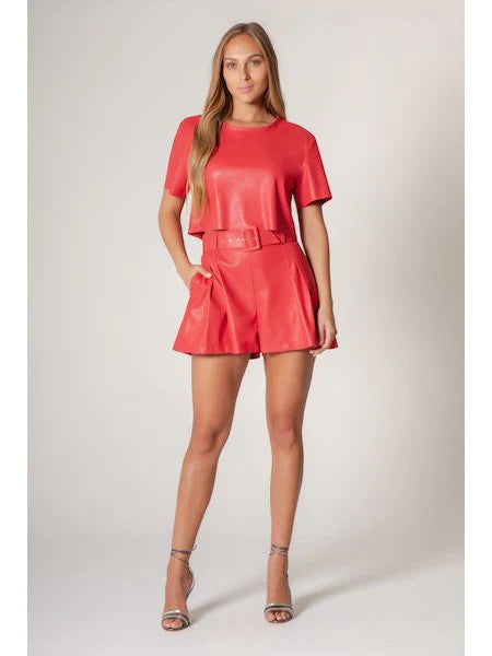 Jewel Red Leather Top