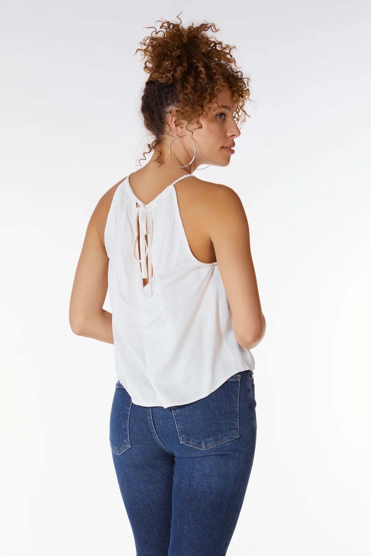 High Neck Cropped Tank in Ivory