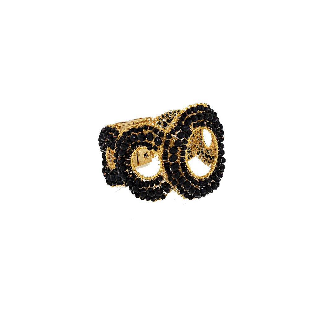 Black Handmade Crochet Circles Bracelet