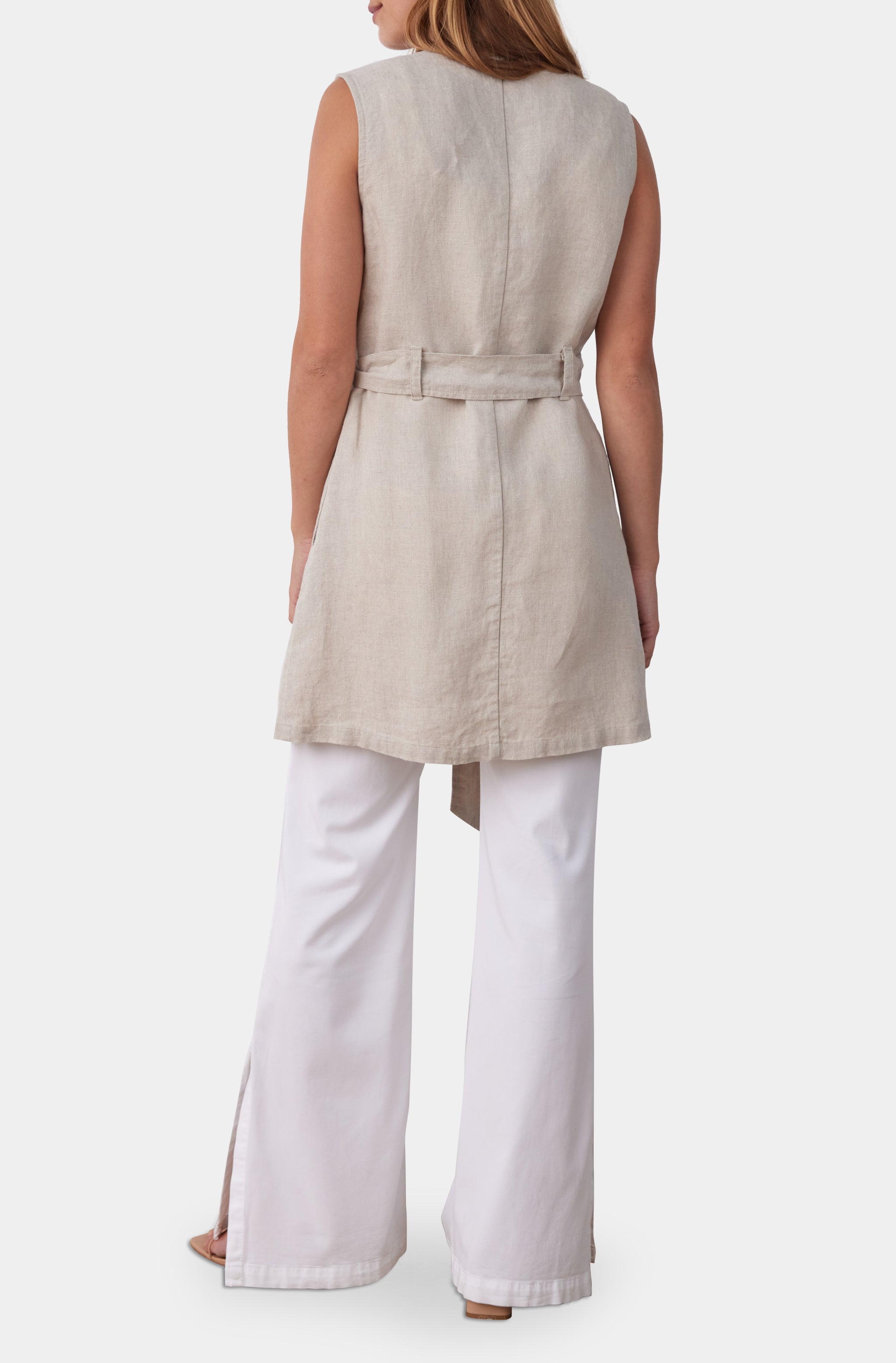 Sleeveless Belted Blazer