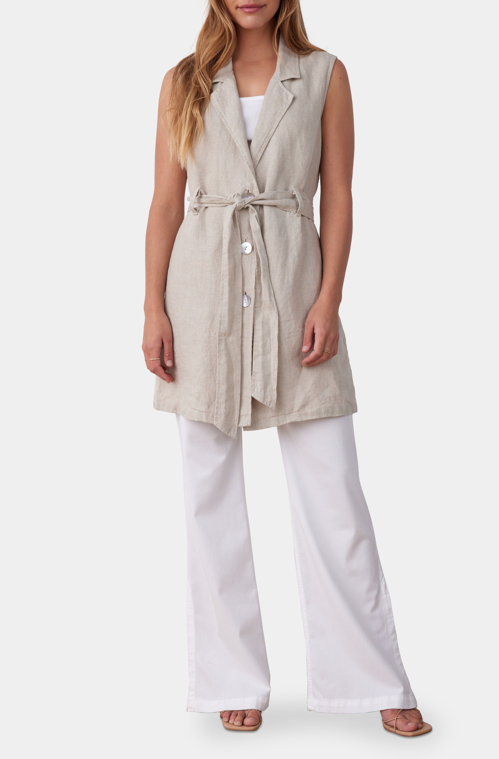 Sleeveless Belted Blazer