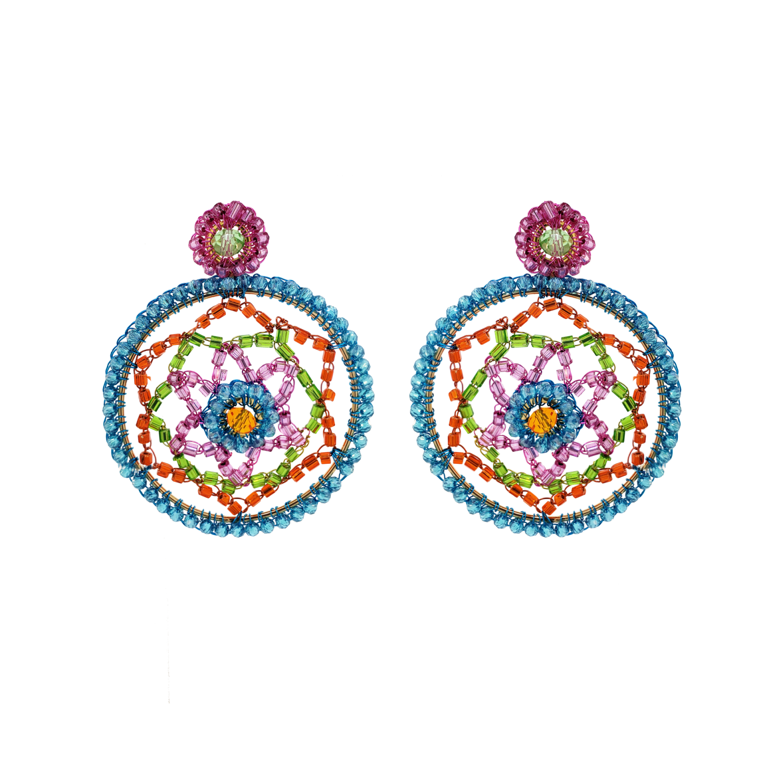 Confetti Medium Star Mandala Crochet Earrings