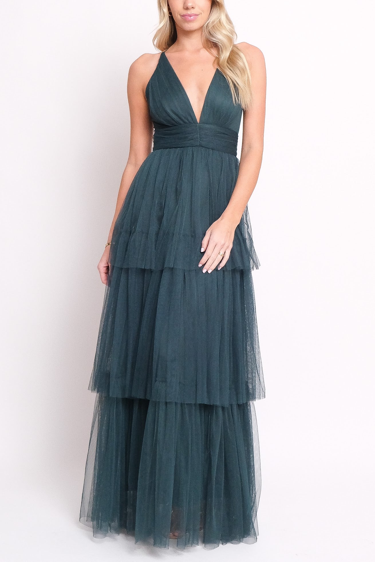 Hunter Green Tiered Gown