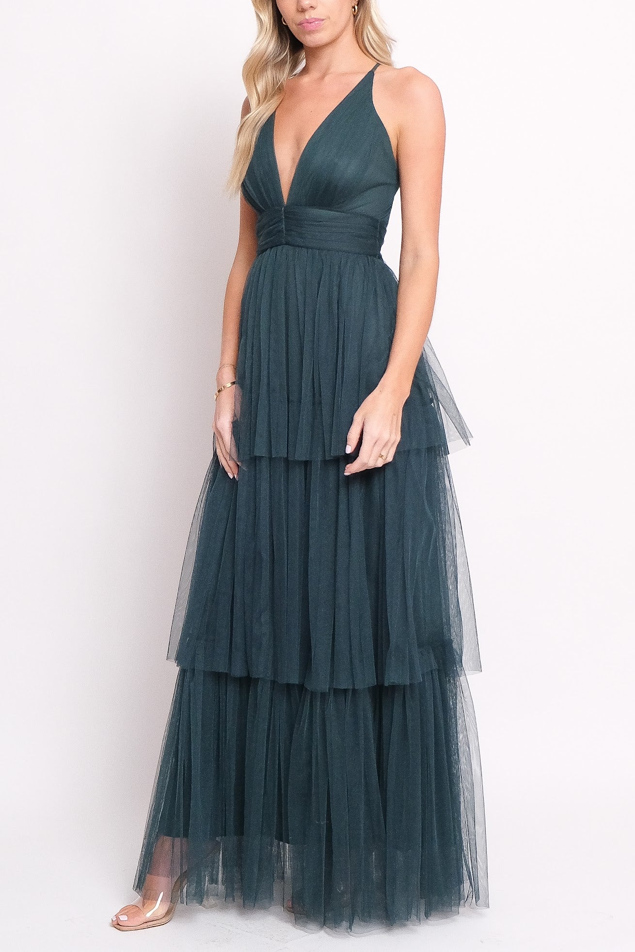 Hunter Green Tiered Gown