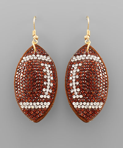Football Crystal Earrings in Brown/Clear