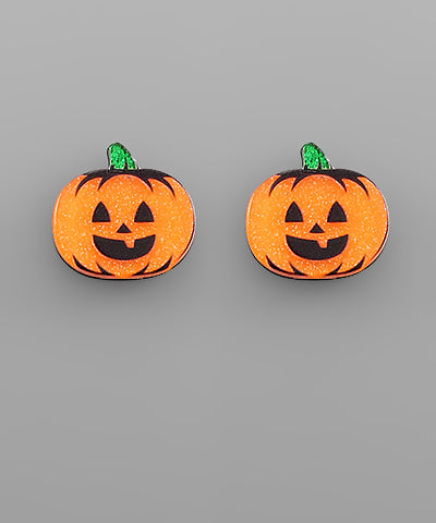 Halloween Pumpkin Face Acrylic Earrings