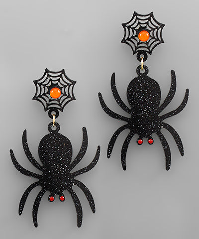 Halloween Spider and Web Earrings