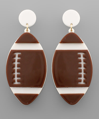 Acrylic Football Earrings in Brown